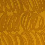 Detail of wallpaper in a playful paint print in orange on a yellow field.