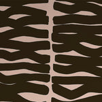 Detail of wallpaper in an abstract zigzag pattern in black on a light pink field.