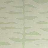Detail of wallpaper in an abstract zigzag pattern in light green on a green field.