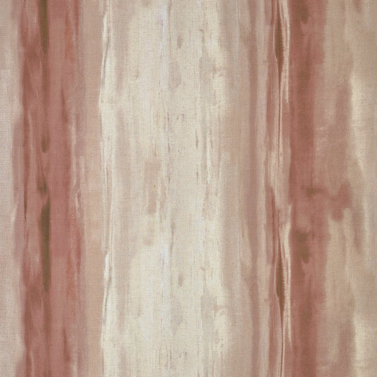 Detail of fabric in an abstract painterly print in shades of rust, pink and cream.