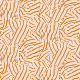 Wallpaper panels in a playful broken stripe print in brown on a tan field.