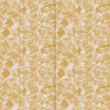 Wallpaper in an abstract paint swatch print in mustard on a cream field.