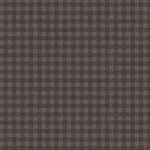 Wallpaper in a dense plaid pattern in shades of brown.