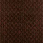 Detail of wallpaper in a repeating botanical grid print in burnt orange on a brown field.