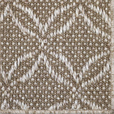 Close-up of a broadloom carpet in a lattice design in taupe.