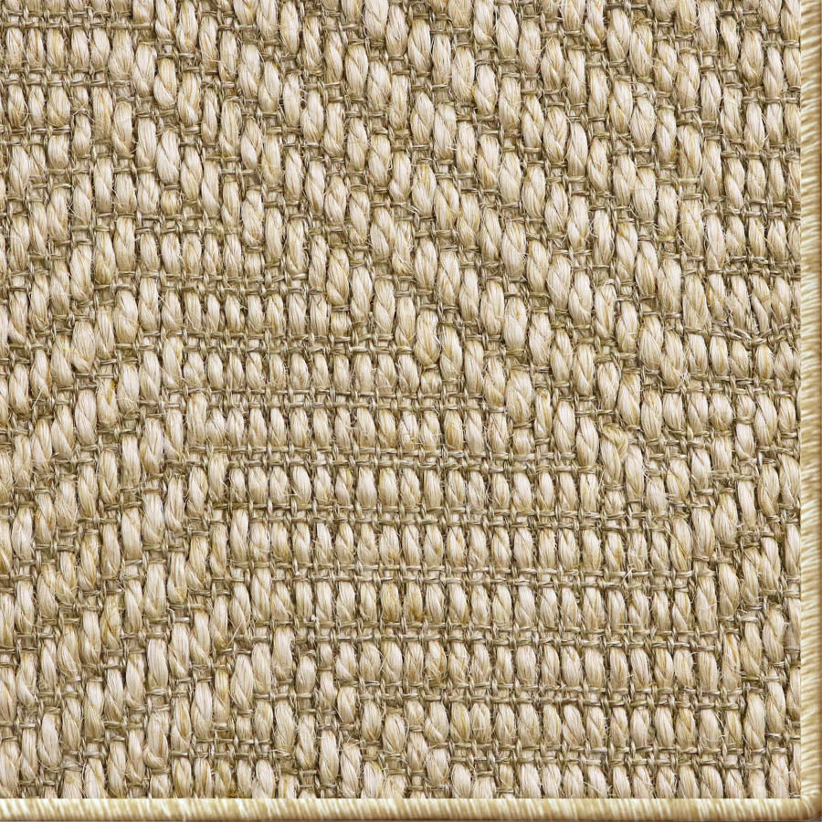 Close-up of a broadloom carpet in a stacked stripe design in tan.
