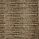 Close-up of a textured woven performance carpet in brown.