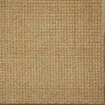 Close-up of a textured woven performance carpet in tan.