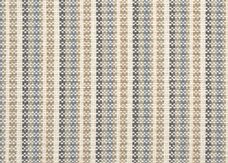 Broadloom carpet swatch striped design in tan grey blue