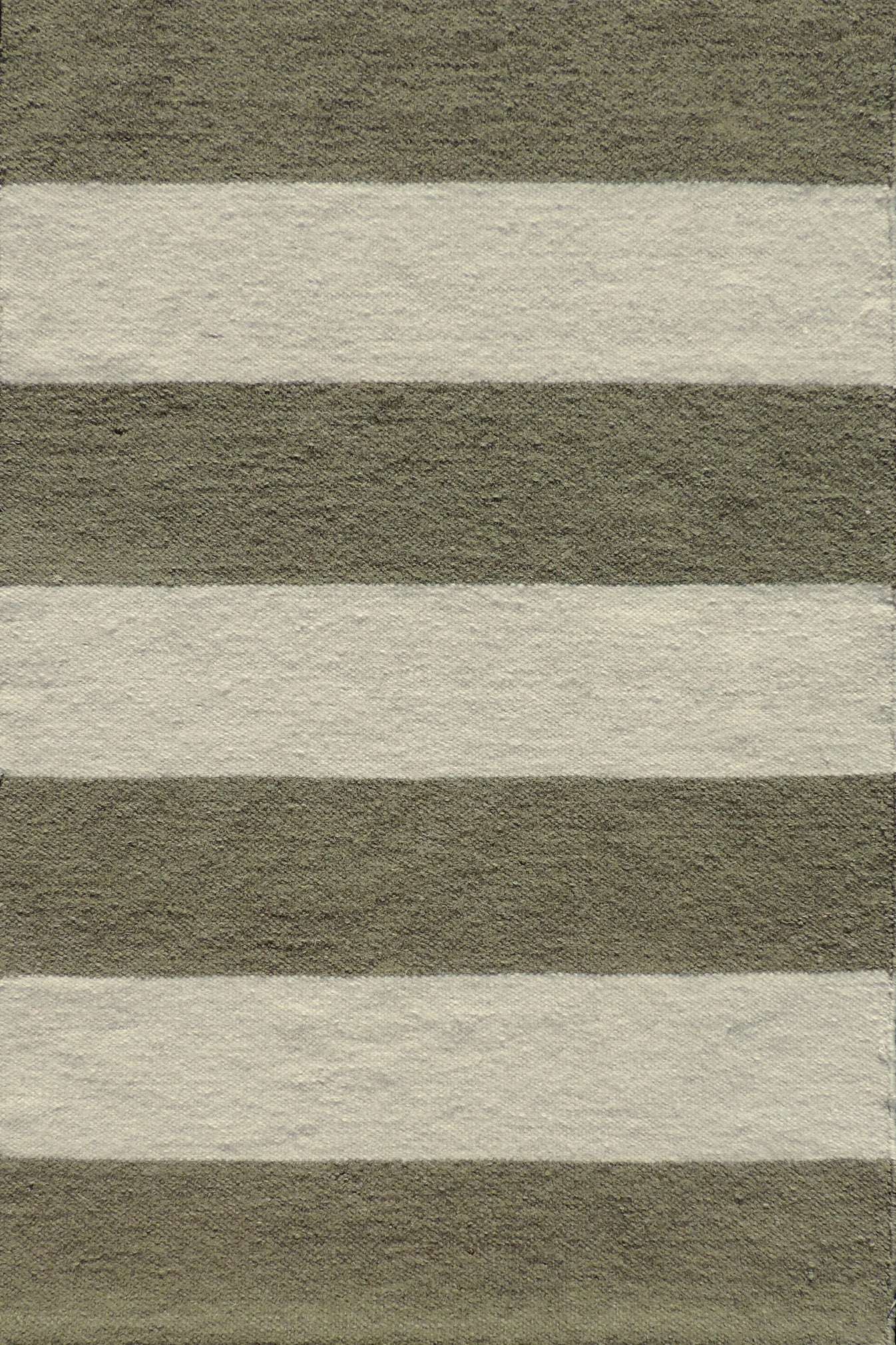 Handwoven rug with wide stripes in cream and grey