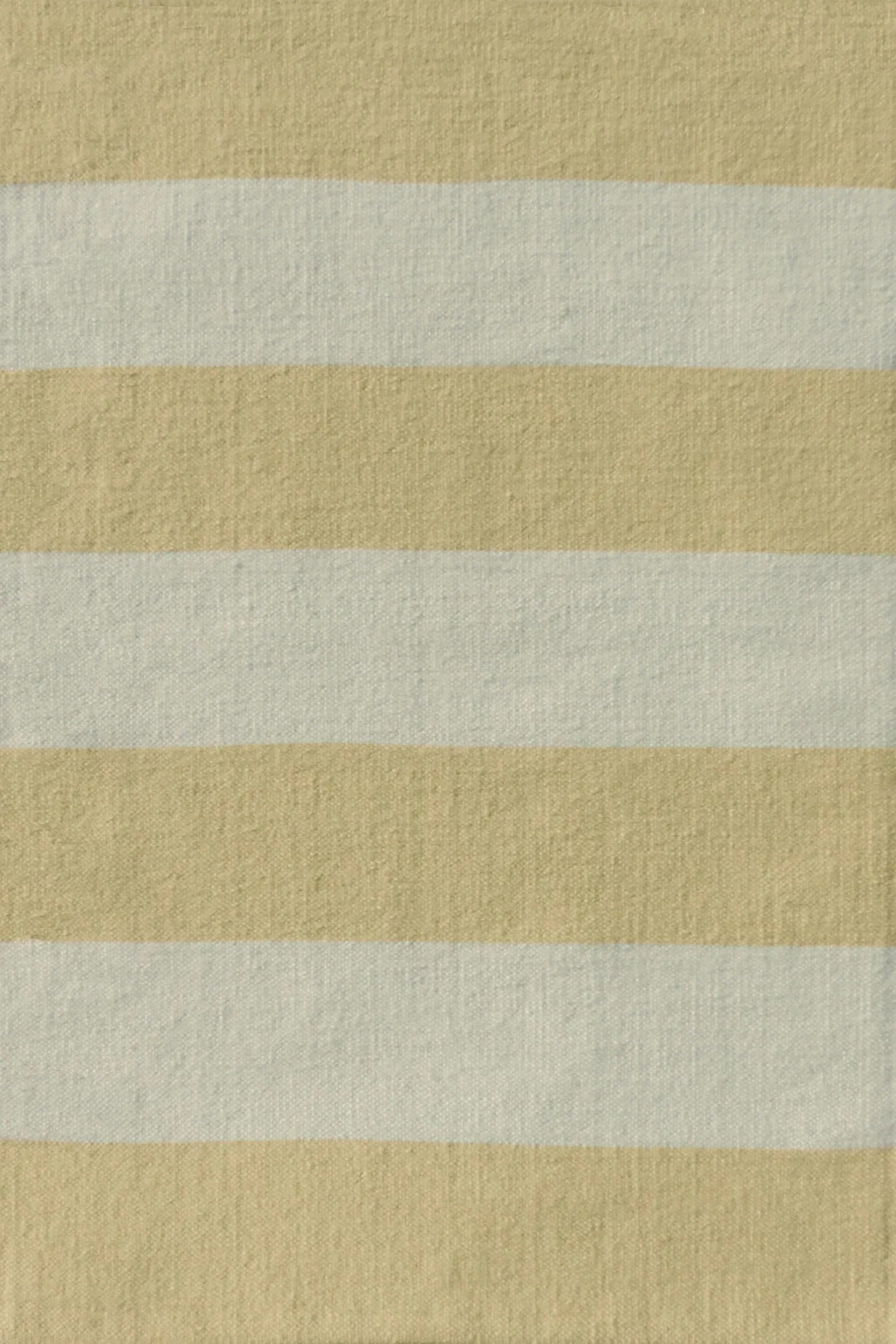 Handwoven rug with wide stripes in cream and light yellow