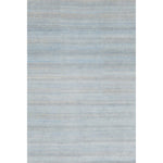 Full image of Handknotted rug with small scale geometric pattern in grey and blue. 