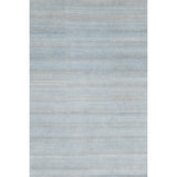 Full image of Handknotted rug with small scale geometric pattern in grey and blue. 