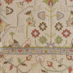 Decorative floral patterned rug with intricate design on a beige background