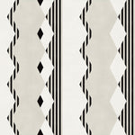 Graphic geometric design in ecru, cream and black. 