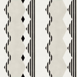Graphic geometric design in ecru, cream and black. 