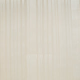 Detail of wallpaper in a muted stripe pattern in green on a greige field.