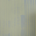 Detail of wallpaper in a muted stripe pattern in gray on a blue field.