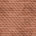 Close-up of a cowhide rug in brown with a white lattice overlay.