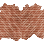 Detail of a large cowhide rug in brown with a white lattice overlay.