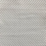Detail of woven upholstery leather in a herringbone pattern in light gray.