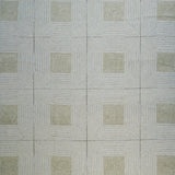 Patterned rug with geometric design on a gray background