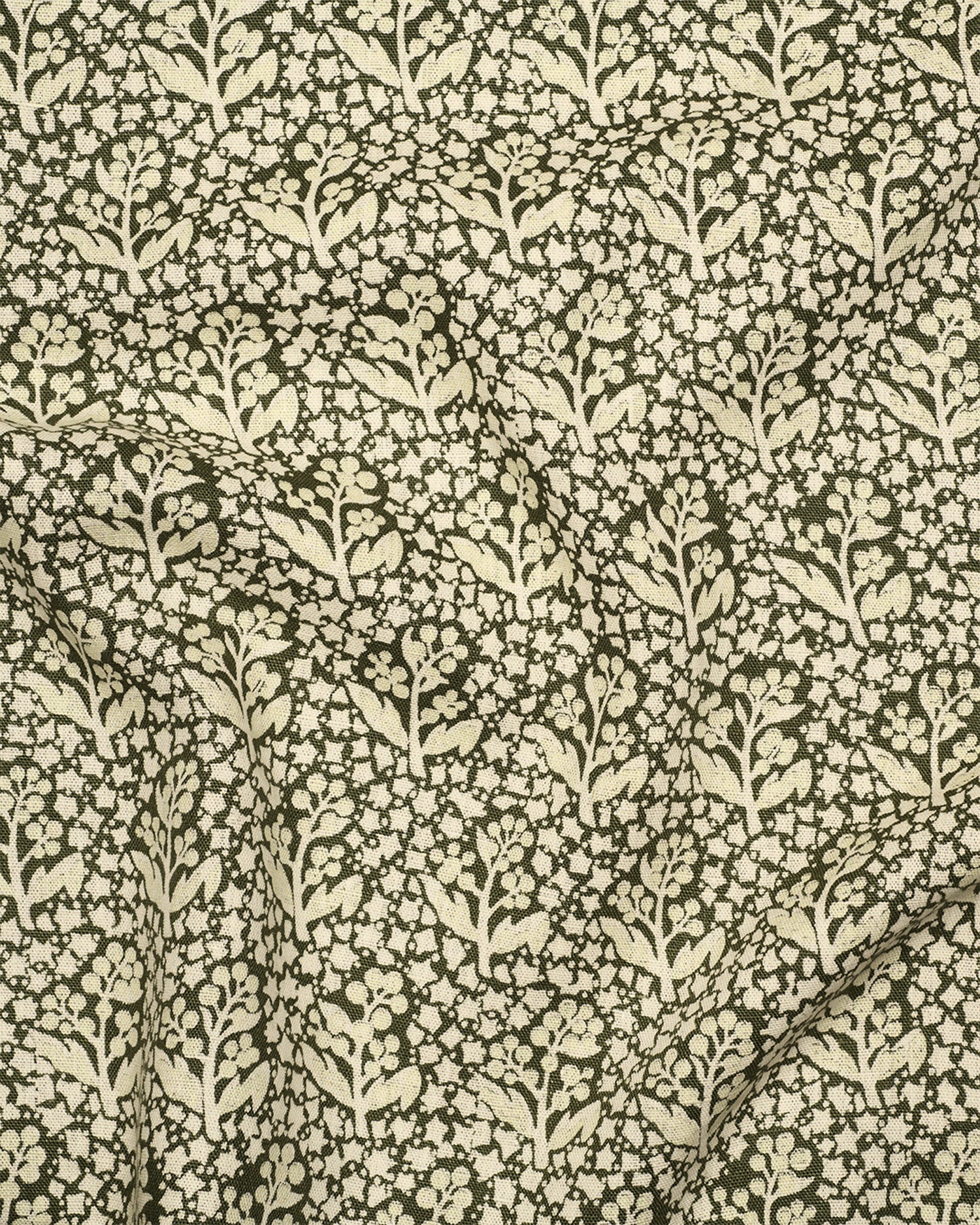 Fabric with a subtle floral pattern on a dark background