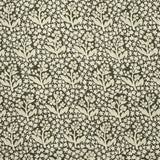 Patterned fabric with flowers leaves in cream on a olive green background