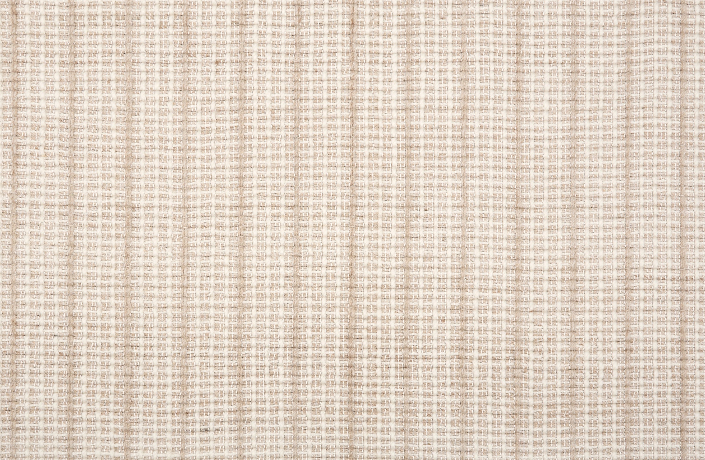 Broadloom carpet in a textural strie stripe in cream with shades of warm beige.