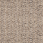 Broadloom carpet in a textural weave in shades of taupe, cream and navy blue.