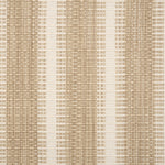 Broadloom carpet in a flatwoven stripe in tan and cream. 