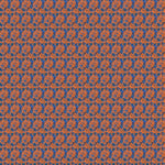 Small scale watercolor floral in blue and orange.