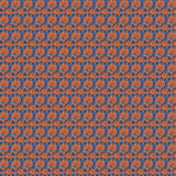 Small scale watercolor floral in blue and orange.