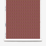 Wallpaper roll with small scale watercolor floral in purple and brown.