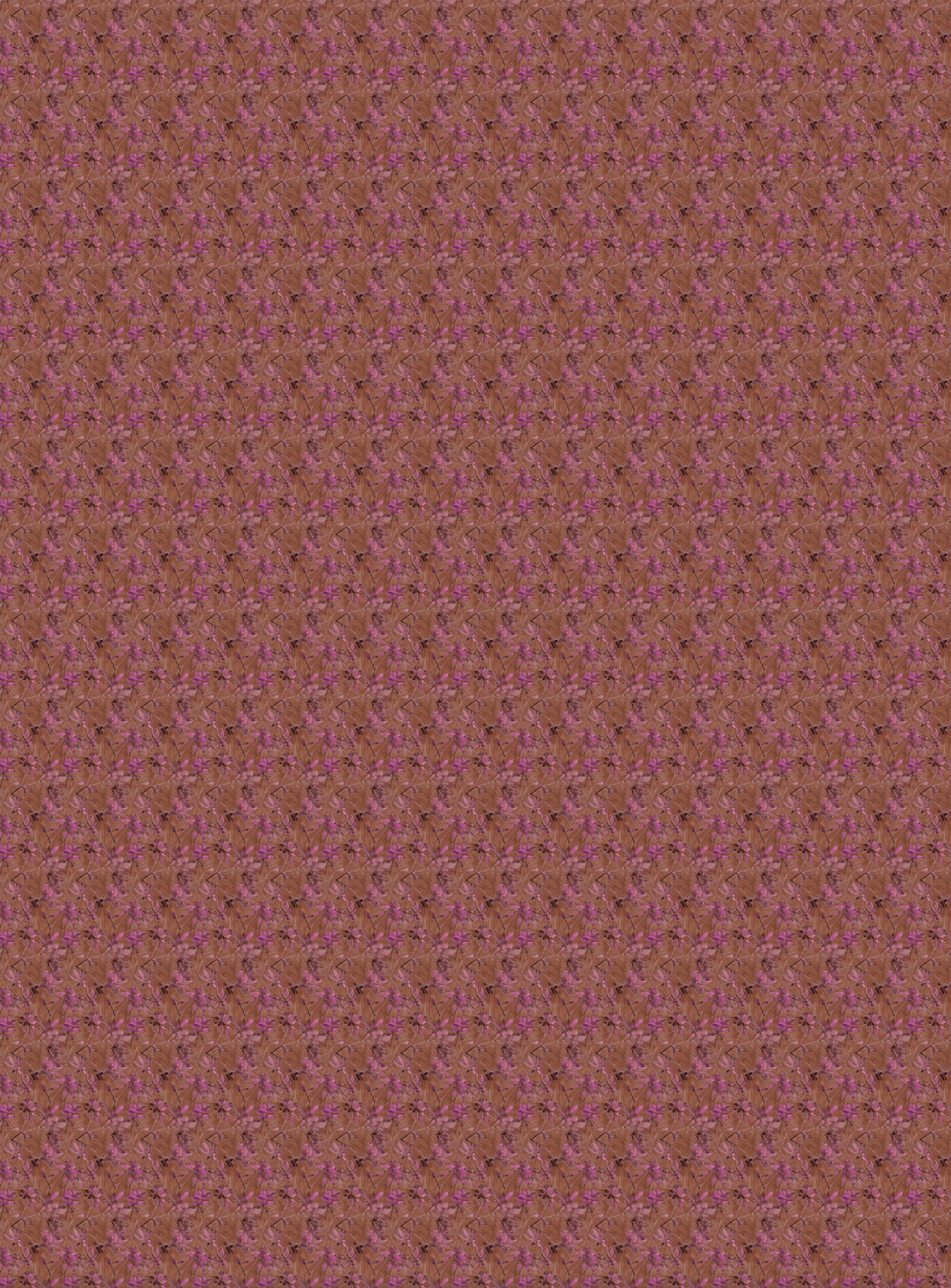 Small scale watercolor floral in purple and brown.