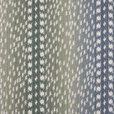 Broadloom carpet with a cream dashed stripe on an ombré field in blue and green. 