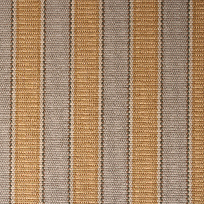Striped flatweave runner detail in taupe and yellow.