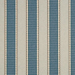 Striped flatweave runner detail in blue and white.