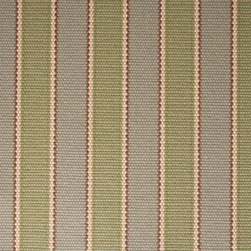 Striped flatweave runner detail in sage green and light green.
