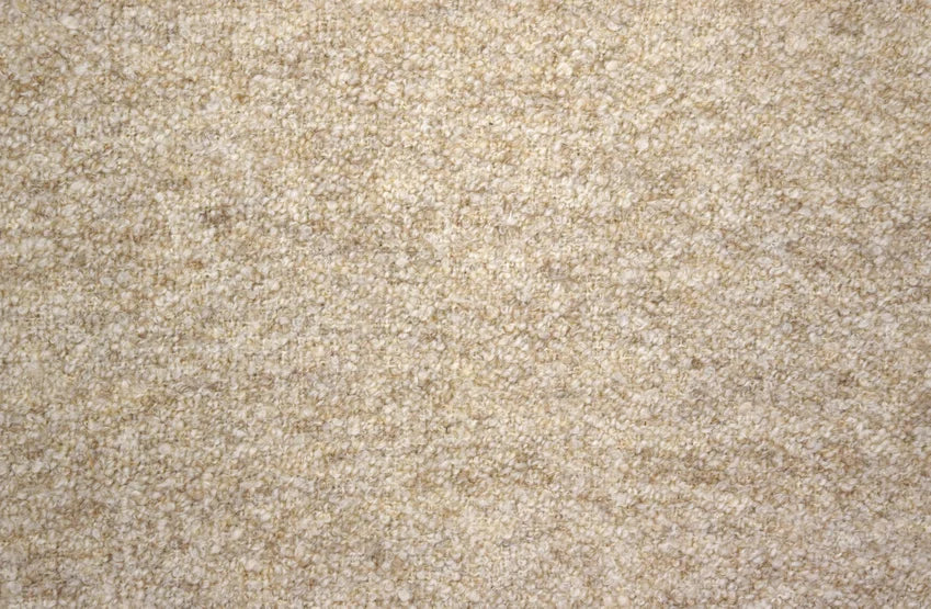 Broadloom carpet swatch in textured in tan and white design