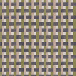 Detail of fabric in an interlocking checked pattern in shades of pink, purple and sage.