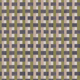 Detail of fabric in an interlocking checked pattern in shades of pink, purple and sage.