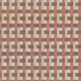 Detail of fabric in an interlocking checked pattern in shades of pink, tan and brown.