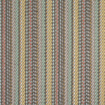 Striped flatweave runner detail in blue yellow taupe