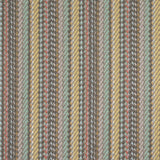 Striped flatweave runner detail in blue yellow taupe