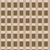A wallpaper pattern detail in a gridded check pattern in brown, cream and mauve. 