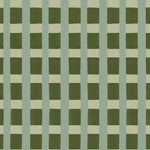 A fabric pattern detail in a gridded check pattern in green, sage and taupe.