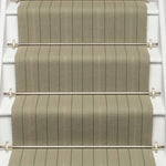 Striped flatweave runner in sage on white staircase