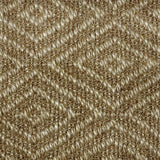 Close-up of a textured natural fibre woven diamond pattern rug in tan. 