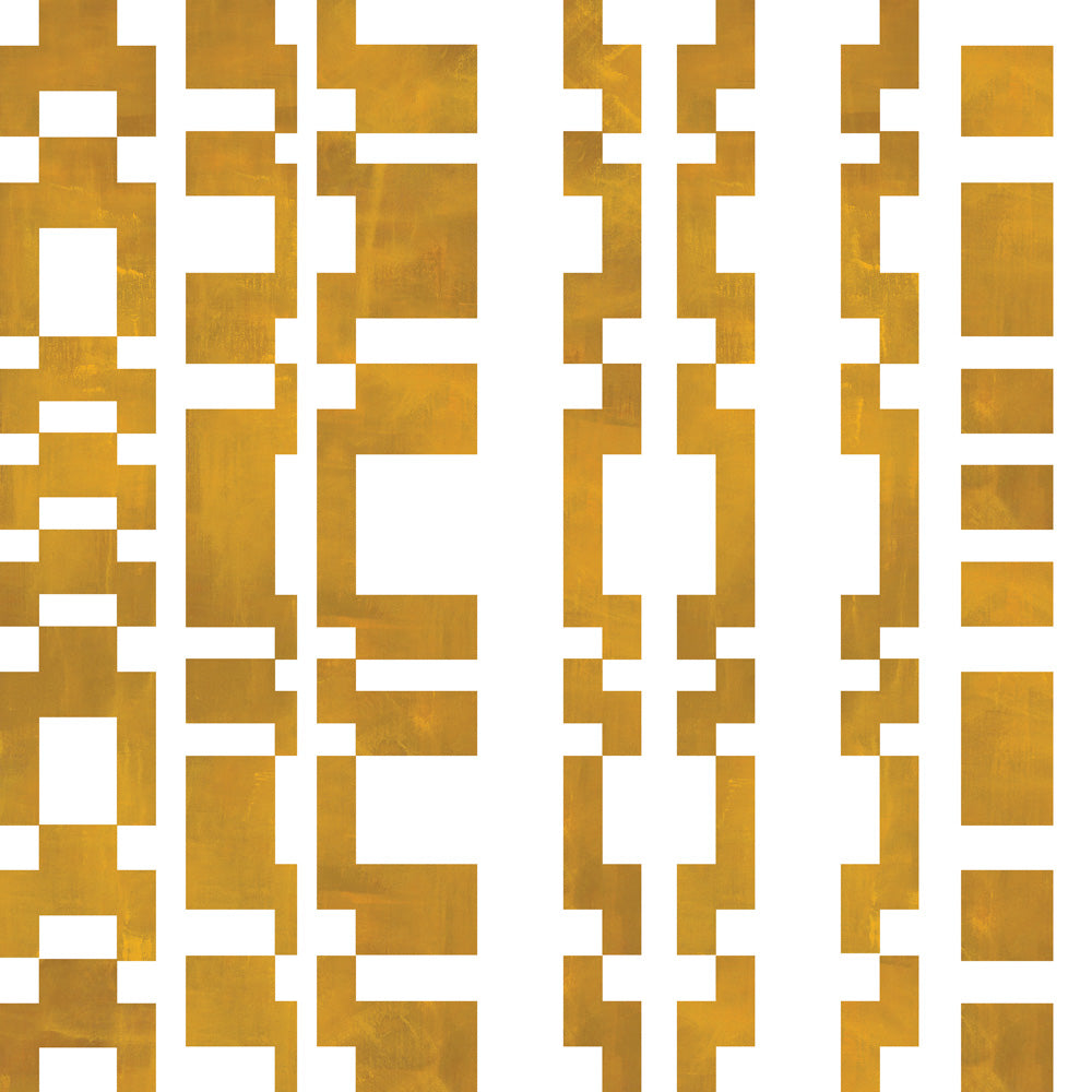 Modernist checkerboard pattern in yellow ochre and cream.